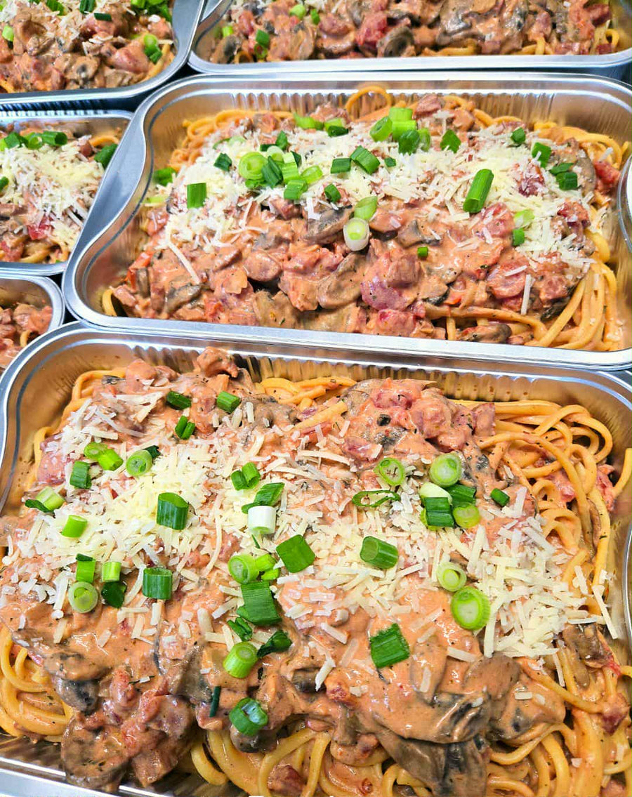 Pâtes sauce rosée chorizo et pancetta (Familial)