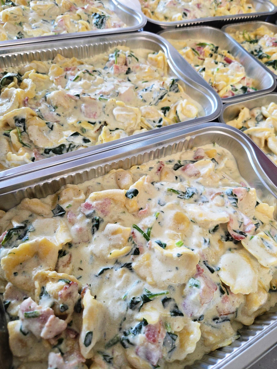 Tortellinis sauce crémeuse au lardons et aux épinards (Familial)