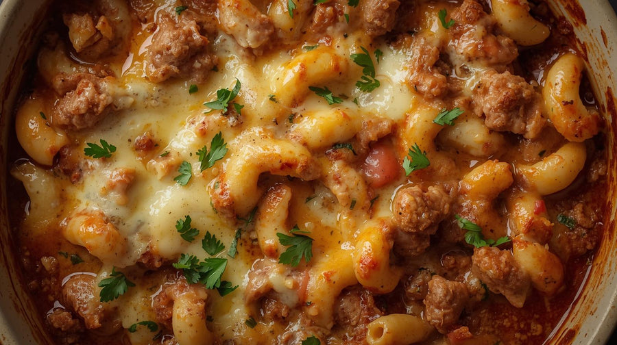 Macaronis à la viande gratiné