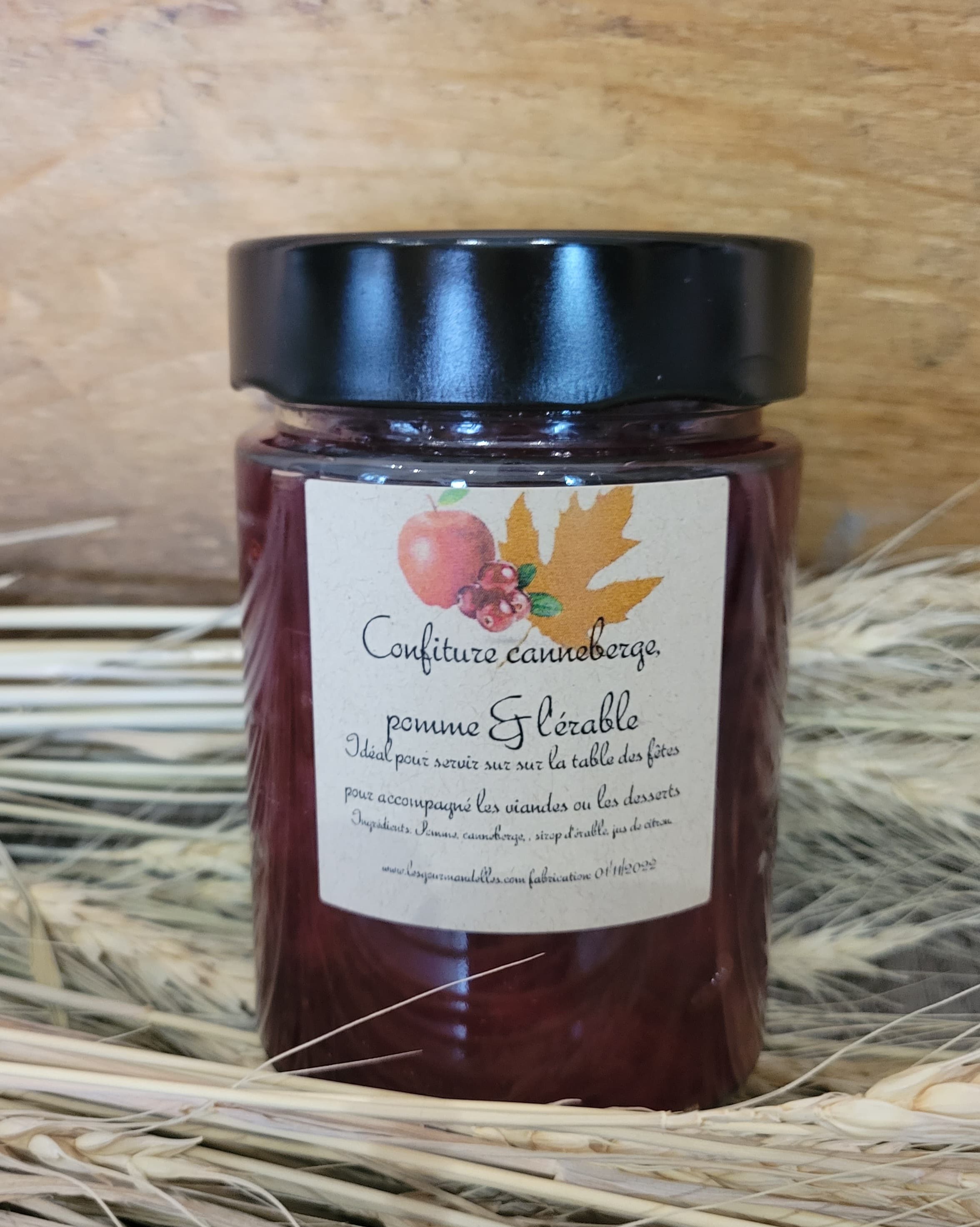 Confiture de canneberge, pomme et érable 212 ml